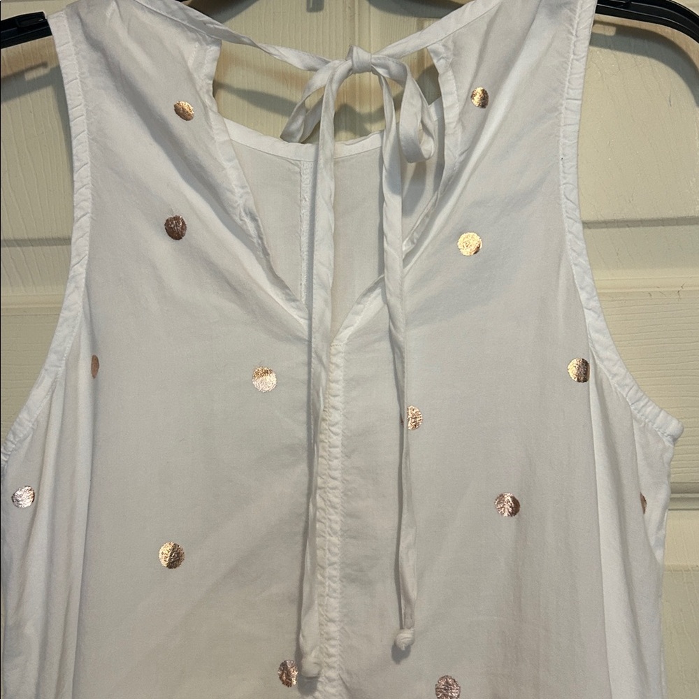 Cloth & Stone White Rose Gold Polka Dot Dress Size XS - Picture 6 of 7
